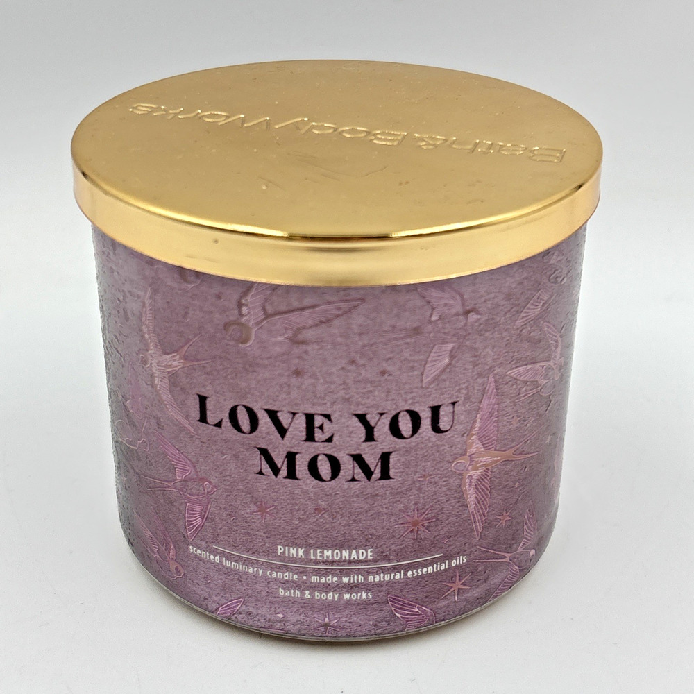 Bath & Body Works LOVE YOU MOM - PINK LEMONADE 3 Wick 14.5 Oz Scented Candle